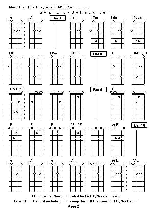 Chord Grids Chart of chord melody fingerstyle guitar song-More Than This-Roxy Music-BASIC Arrangement,generated by LickByNeck software.